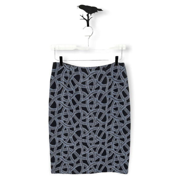 Carlisle Skirt Womens 6 Gray Blue Embroidered Wool Blend Pencil Career Business - Picture 9 of 9